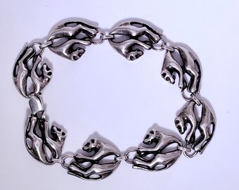 Panther Bracelet Heavy Sterling Silver Vintage Europe