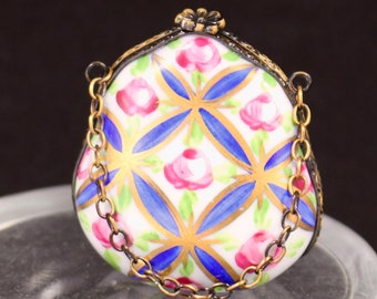 Limoges Box Purse with Chain Handbag Collectible Vintage 1950
