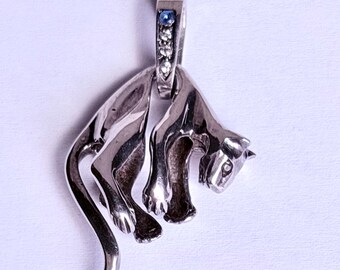 Panther Pendant Sterling CZ Vintage NO CHAIN