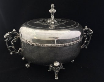 Hefra Silver Sugar Bowl Silverplate Vintage Cottagecore Teatime