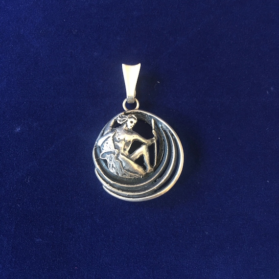 Aquarius Zodiac Pendant Necklace Charm, Sterling … - image 1