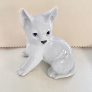 Weiße Kitty Katzen Figur Porzellan Keramik Vintage