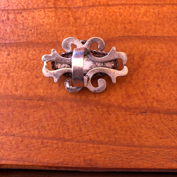 Large Statement Ring Blue-Green Stone Silver Vint… - image 3