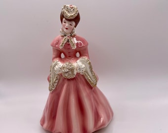 RARE Florence Ceramics Pink Lady "Elaine" figurine 1950s California Vintage collectible