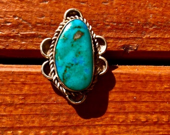 Vintage Navajo Turquoise Silver Ring, 1970s