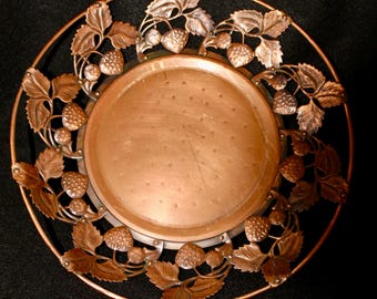 Copper Plate Decorative Fruit Handmade Euro 1960s Strawberry Vintage