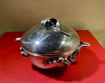 Sugar Bowl Silver Plated Lily of the Valley Mid-century Vintage