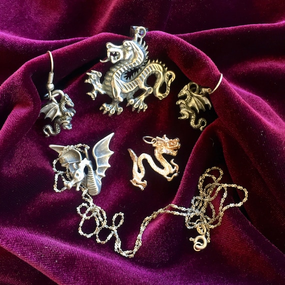Vintage Silver Dragon Earrings, Gift for Fantasy … - image 4