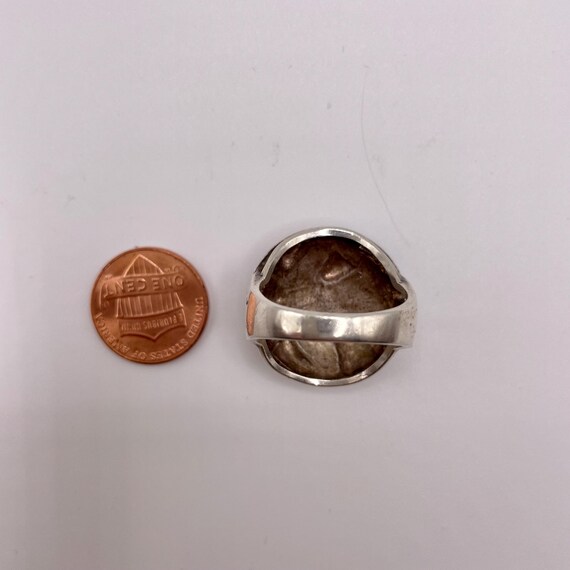 Large Statement Ring with Blue + Pink Shell Flowe… - image 5