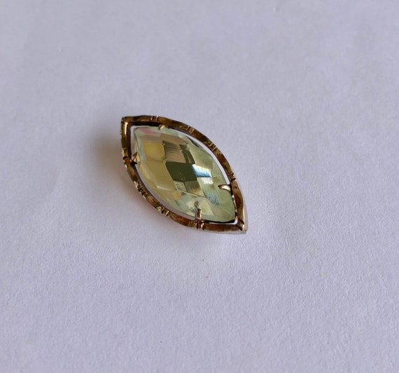 Vintage Oval Rhinestone and Silver Brooch, 1950's… - image 1