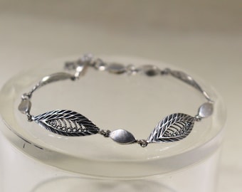 Sterling Silver Filigree Leaves Bracelet Vintage Delicate Women