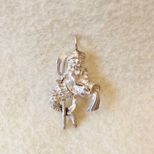 Aquarius Zodiac Pendant Necklace Charm Sterling Silver, Double-Sided, NO CHAIN, Vintage, Astrology Star Sign, January February Birthday Gift