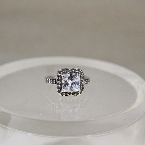 CZ Ring Sterling Silver Statement Large Stone Vin… - image 1