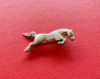 Horse Pin Brooch Sterling Silver Vintage Jumping Unique European