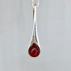 Genuine Baltic Amber Modern Teardrop Pendant, Sterling Silver, Vintage, Gift for Mom