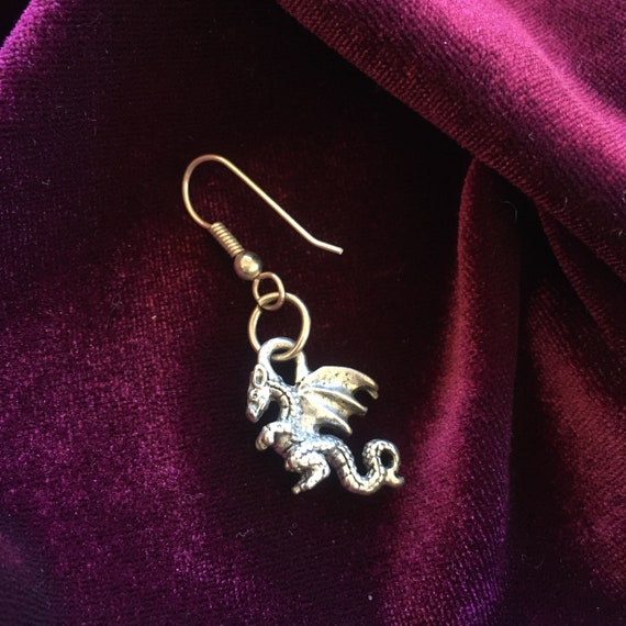 Vintage Silver Dragon Earrings, Gift for Fantasy … - image 3