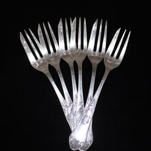 Silber Hefra 6 Stück Dessert Gabeln Set Versilbert Vintage