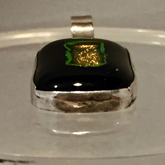 Dichroic Glass Statement Squared Oval Pendant, Vi… - image 2