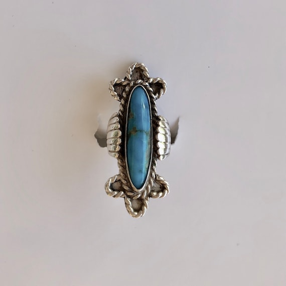 Large Navajo Natural Turquoise Sterling Southwest… - image 1