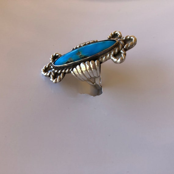Large Navajo Natural Turquoise Sterling Southwest… - image 2