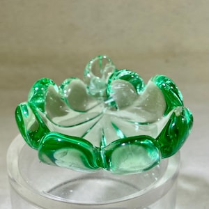 Green Glass Small Bowl Trinket Dish Vintage