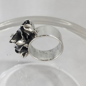 Vintage Sterling Silver Rose Bouquet Ring Band, Small, Romantic, European