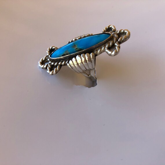Large Navajo Natural Turquoise Sterling Southwest… - image 5