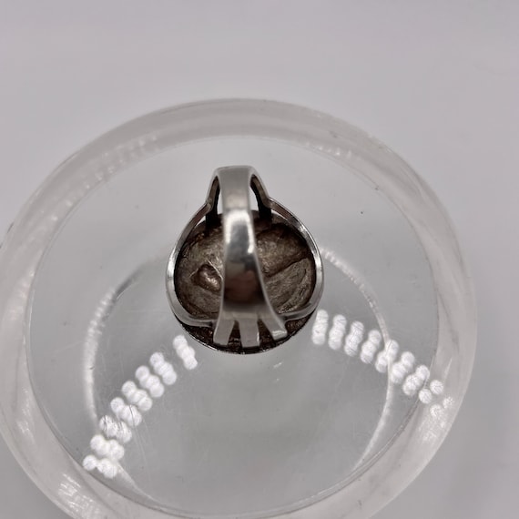 Large Statement Ring with Blue + Pink Shell Flowe… - image 3