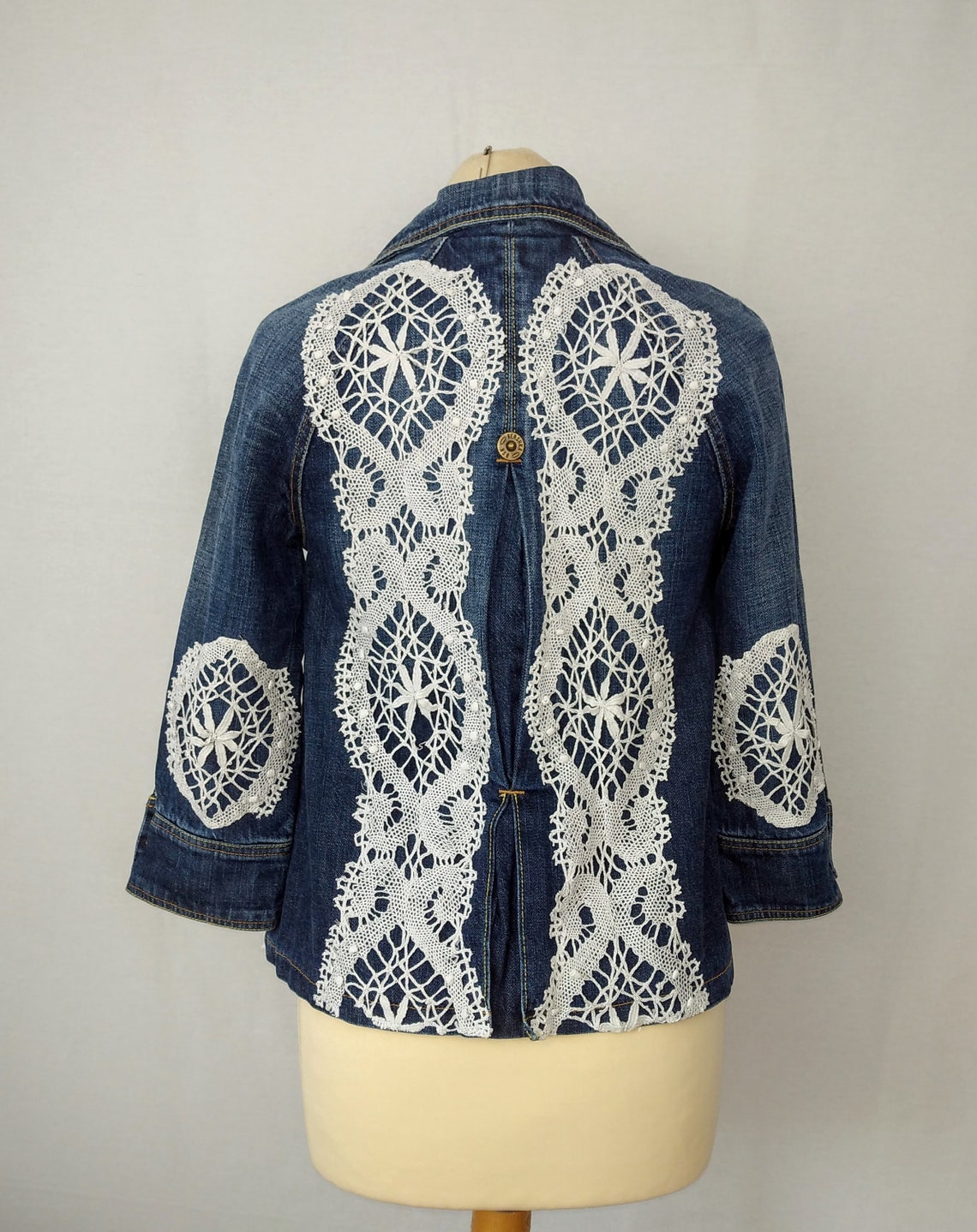 Decorated denim jacket lace cloud Etsy