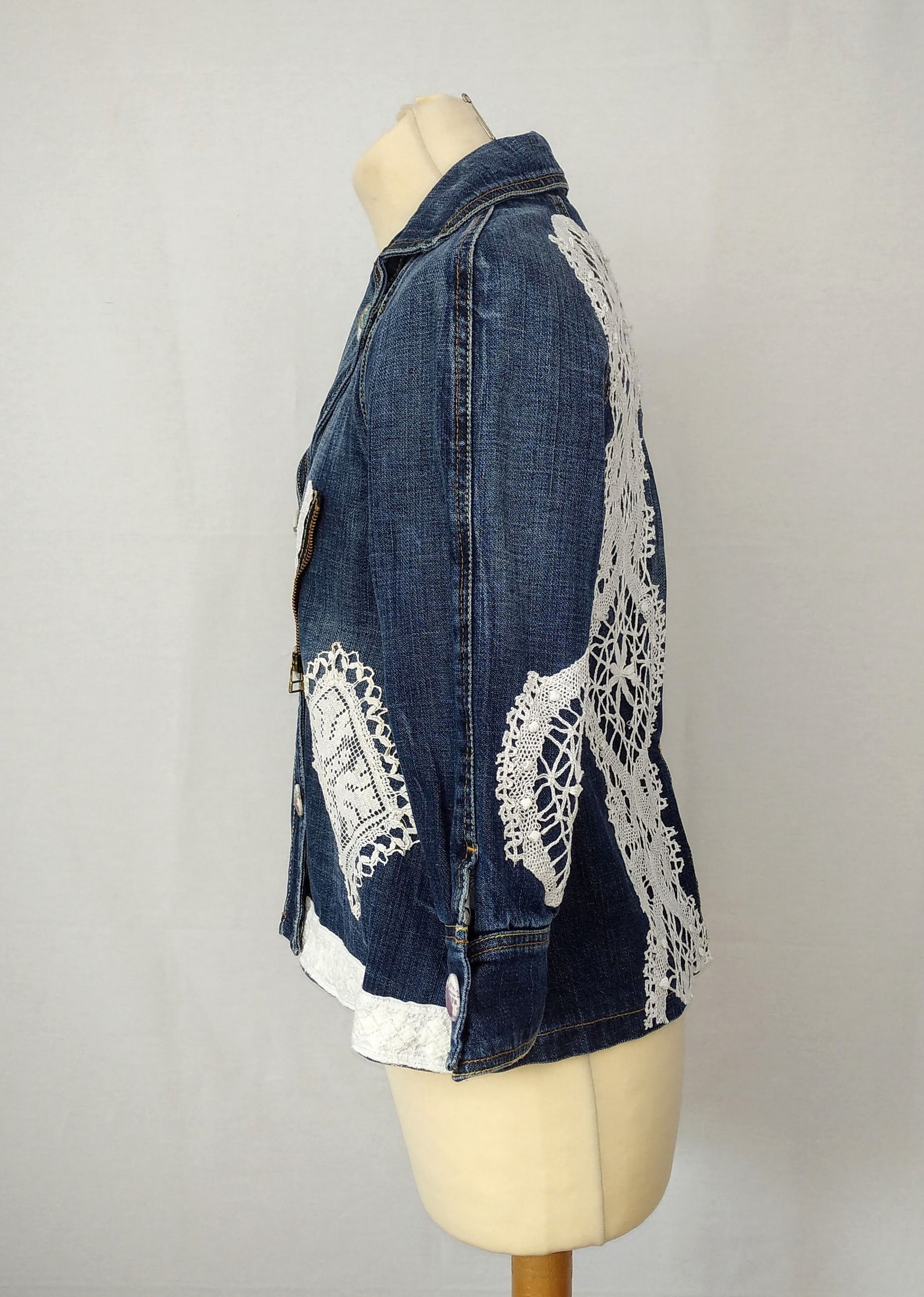 Decorated denim jacket lace cloud Etsy