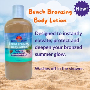 Beach Bronzing Body Lotion - Instant Bronzed Color Self Tan for Summer Glowing Skin - Tanning Summer Lotion With Coffee and Cocoa