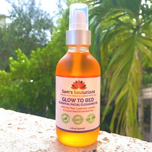 Deeply Nourishing Face Cleansing Oil Infused with Therapeutic Essential Oils to Calm and Relax - Glow To Bed Essential Facial Cleansing Oil