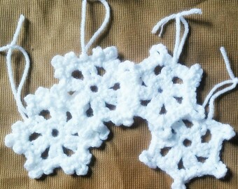 Set of 4 Crochet Snowflake Ornaments