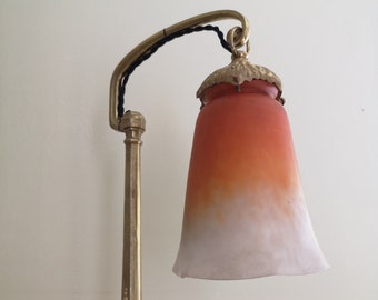 Art deco / art nouveau lamp in bronze. 6-sided tulip in glass paste signed Schneider. France. [1918-1933]