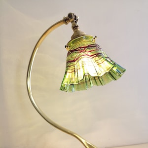 Bronze swan collar lamp art deco / art nouveau. Loetz crystal tulip. image 1