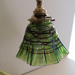 Bronze swan collar lamp art deco / art nouveau. Loetz crystal tulip. image 3