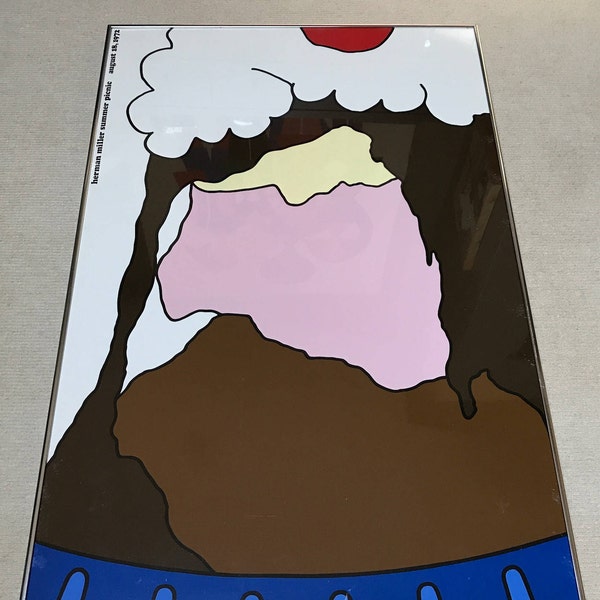 Herman Miller Framed Summer Picnic Poster "Ice Cream Sundae" August 18, 1972