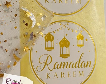 8 Gold foil Ramadan stickers, Big Ramadan sticker, Ramadan gift, Ramadan gift box, Ramadan favor bags, Ramadan labels, Ramadan gift tags.