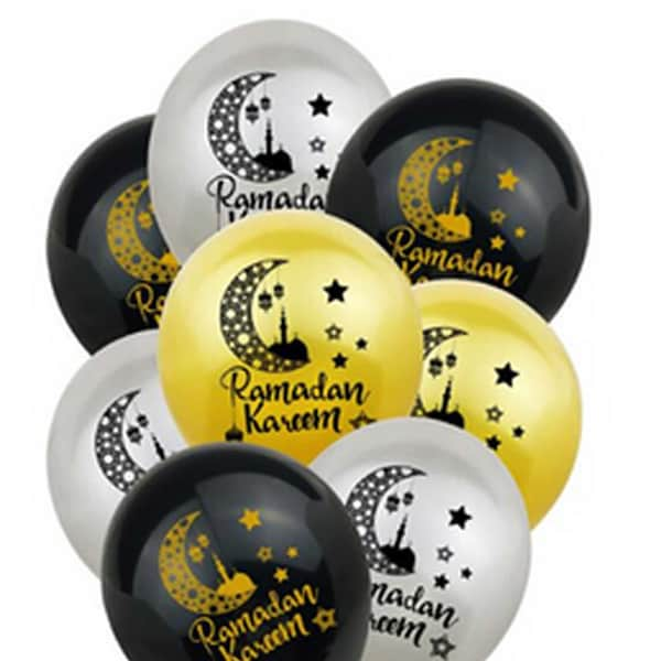 9 Ramadan 12 Inc balloons, Gold Ramadan balloons, Silver Ramadan balloons, Black Ramadan balloons