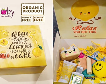 Lemon Gift Box, When life gives you lemon Gift Box, Support Gift Box, Cheer up Gift Box, Care Gift Box, Care package.