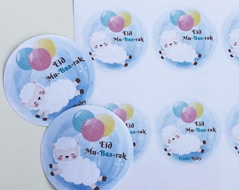 9 Eid stickers size 2.5"  or 6 Eid Al adha sheep stickers size 3.5", Eid favor bags, Eid gift tags, Eid favor tag, Eid Mubarak