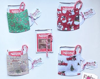 Hot Cocoa Pocket Mugs - Hot Chocolate holder- Class Christmas party - Coworker Christmas gift