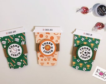 Personalized coach Coffee cup gift card holder, Thanks coach Gift, coach card, Thank you Teacher gift, PE teacher gift