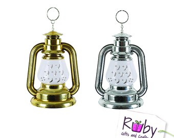 Ramadan lantern, Silver & Gold lantern, Led lantern with two light colors. Star and moon Ramadan lantern