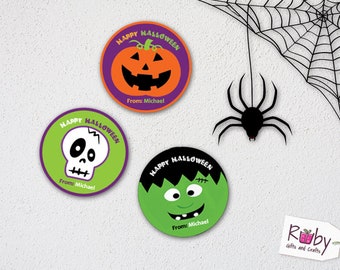 Etiquetas de Halloween, etiqueta de favor de Halloween, etiquetas de Halloween imprimibles, etiqueta de Halloween personalizada, fiesta escolar de Halloween