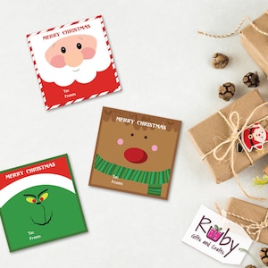 Christmas tags, instant download Christmas tags, Christmas favors, Santa tags, Reindeer tags, Grinch tags.