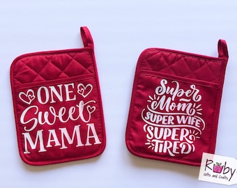 Personalized Mother’s Day pot holder , Mother polyester and Rubber pot holder, Mom personalized gift, Mother day gift.