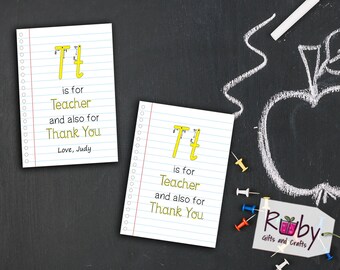 Thank you teacher printable tag, End of school tag, Instant download thank you teacher tag.