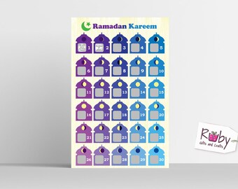 Ramadan Scratch off Advent Calendar, 11"X17" Cardstock, Written rewards for fasting. (I can change rewards)