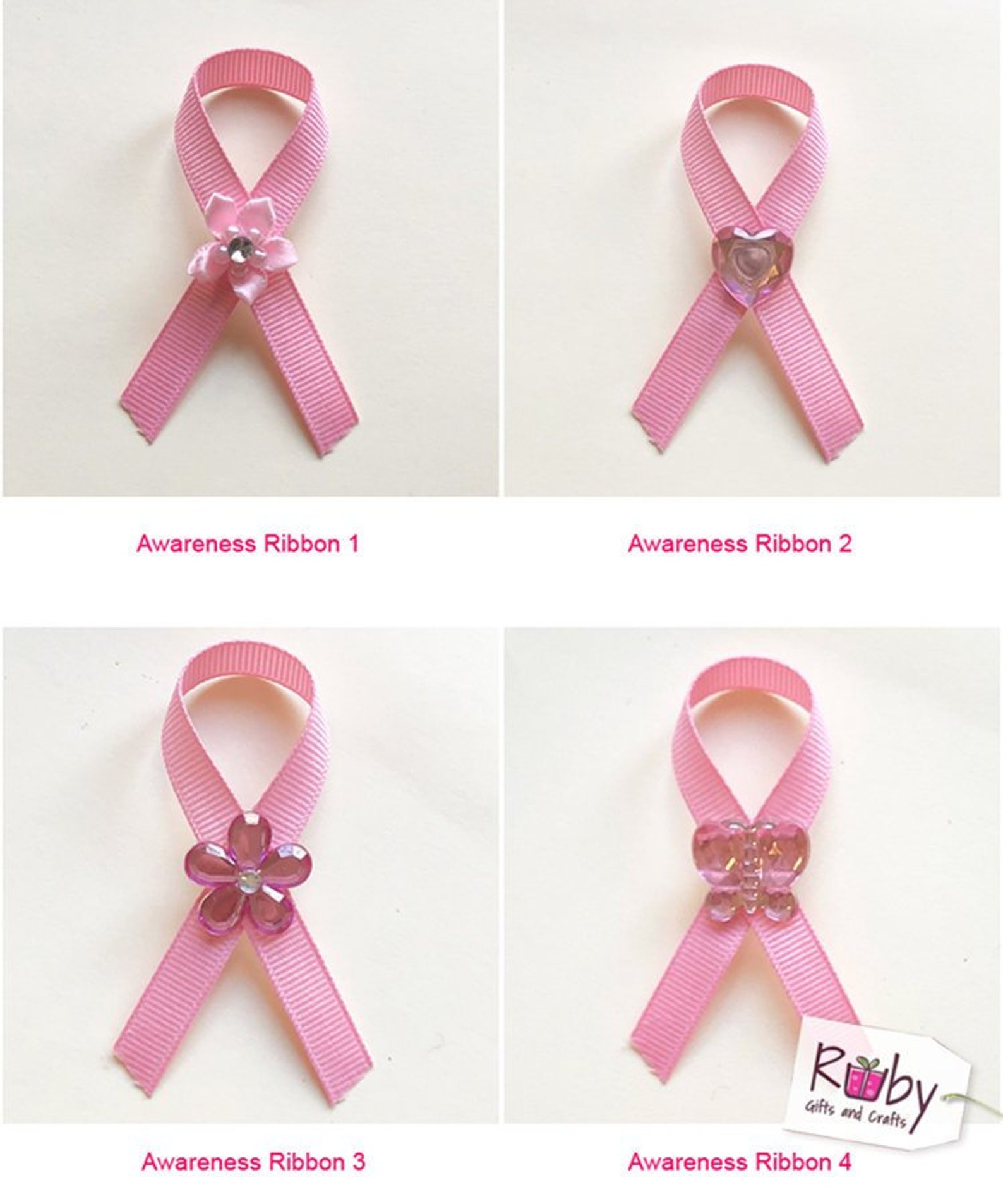 Breast Cancer Awareness Ribbon Pin, Pink Grosgrain Ribbon With Satin ...